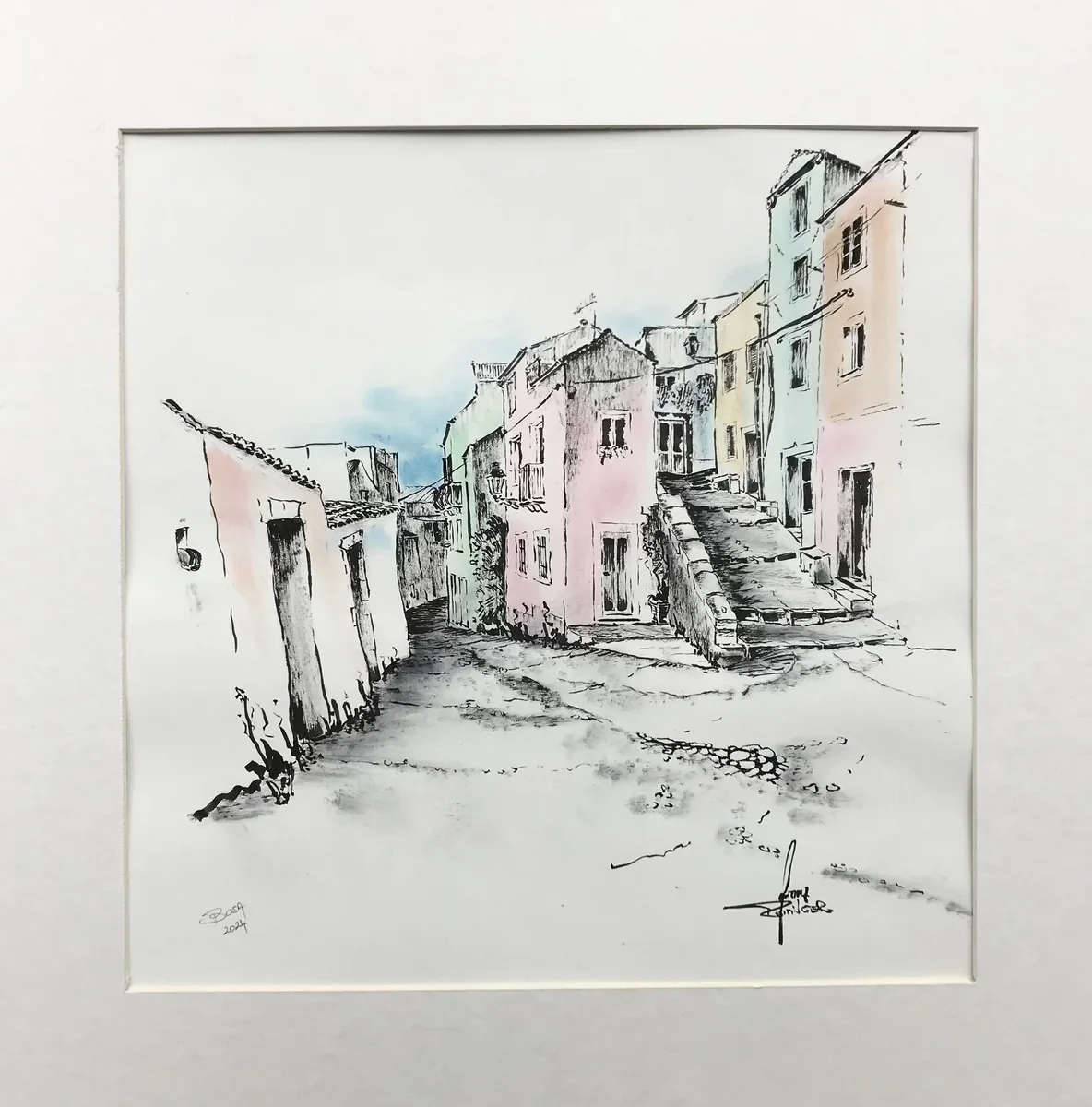 Zeichnung einer südlichen Gasse
